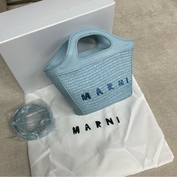 Marni Sky Blue Woven Tote - Picture 2 of 7